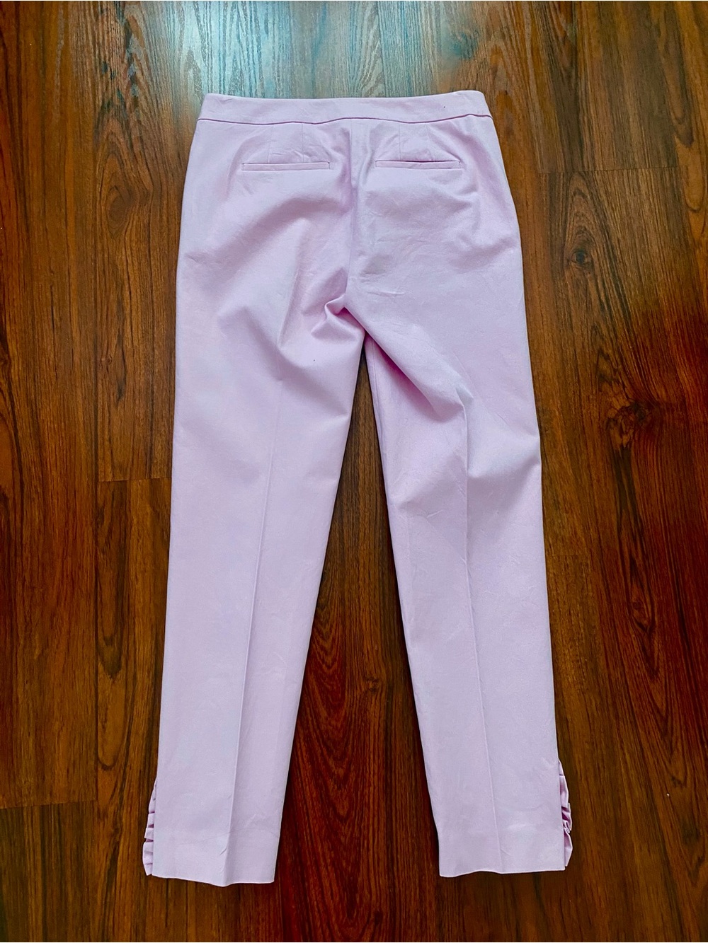 Talbots Blush Pink Ruffle Hem Ankle Pants Size 2 Stretch Cotton Career Casual - Picture 10 of 10